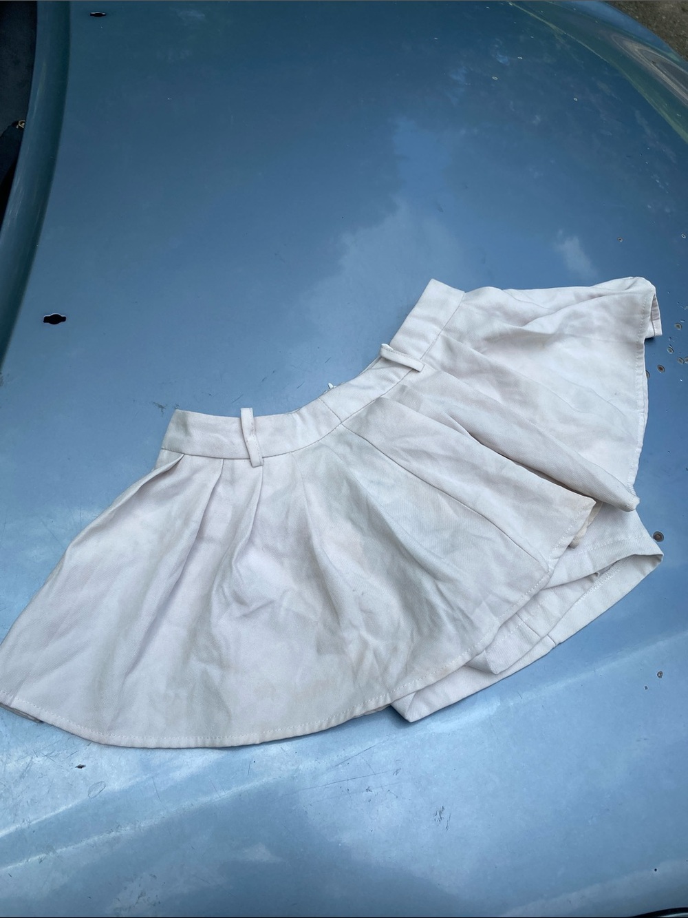 Cream Pleated Women's Skort with Belt Loops